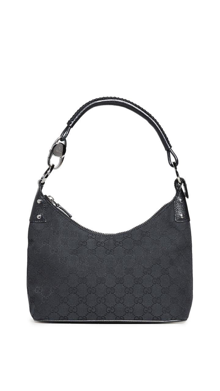 What Goes Around Comes Around Gucci Black Canvas Hobo Bag