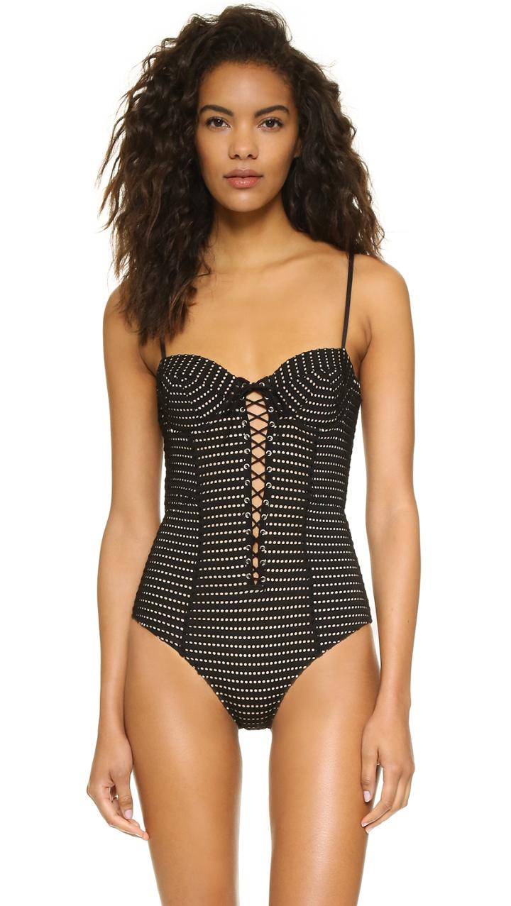 Fleur Du Mal Lacing Bullet One Piece Swimsuit