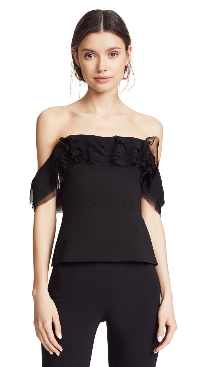 Cushnie Et Ochs Kahlo Strapless Top With Layered Chiffon Ruffles