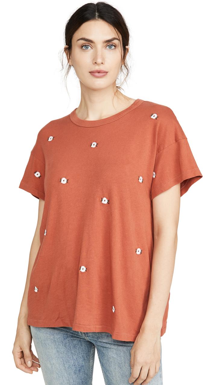 The Great Boxy Crew Tee With Wildflower Embroidery