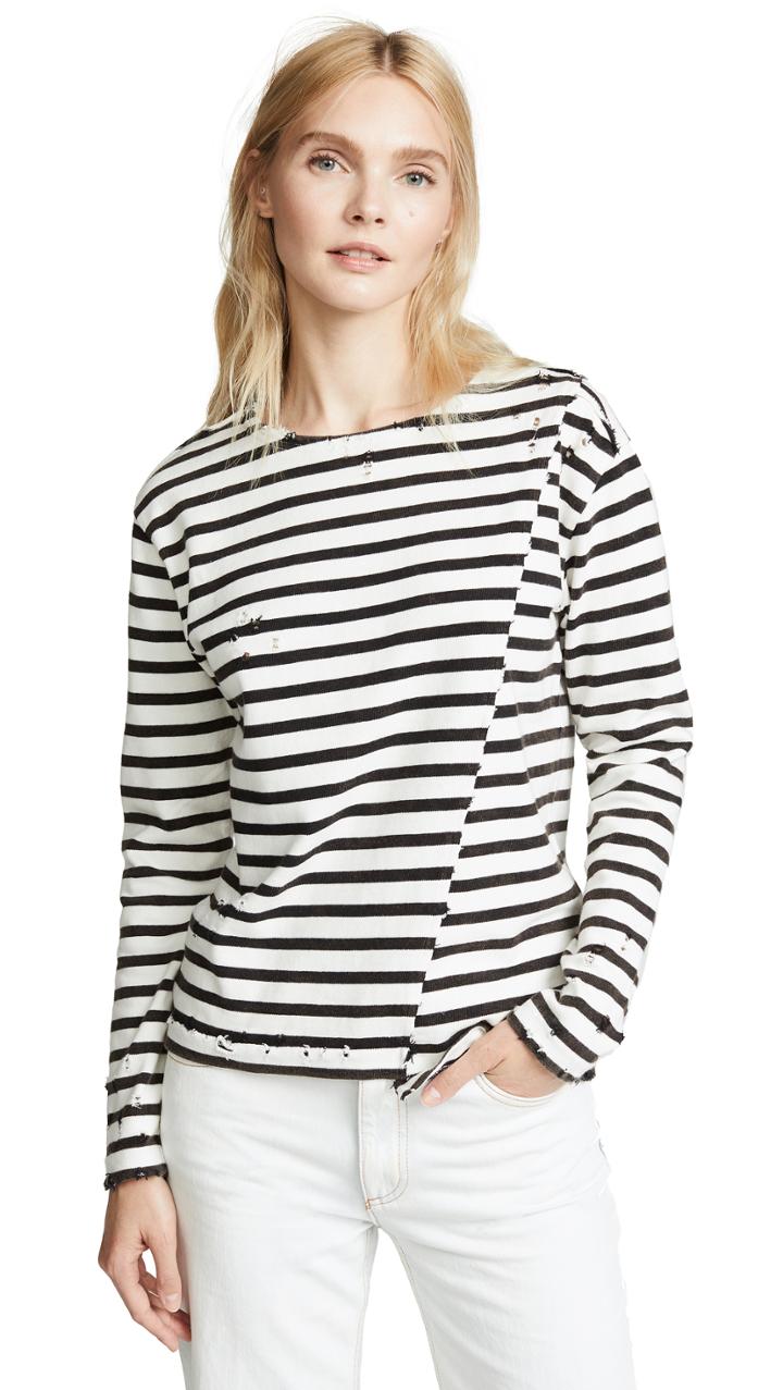 R13 Shift Seam Striped Tee