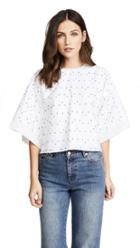 Adam Lippes Poplin Cropped Shirt With Embroidery