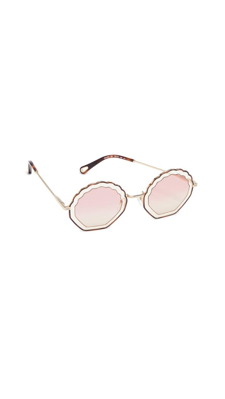 Chloe Tally Round Scalloped Sunglasses