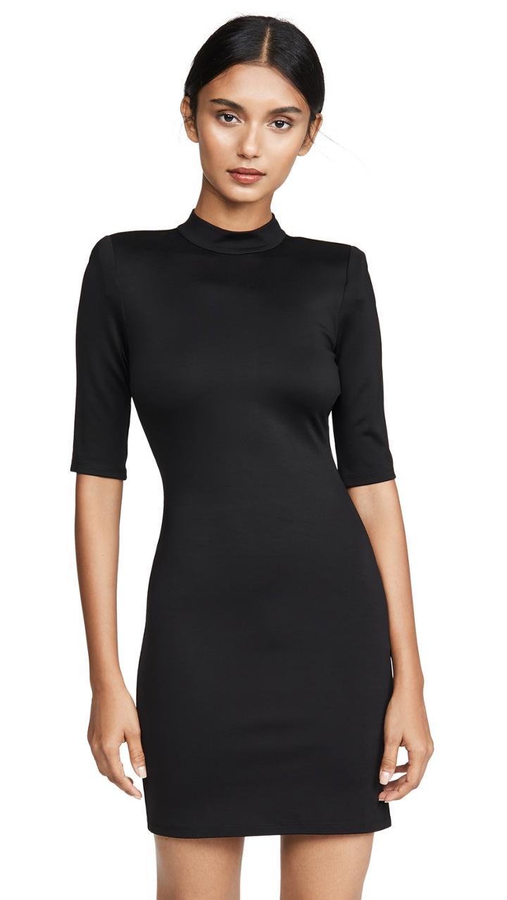 Alice Olivia Inka Strong Shoulder Mock Neck Dress