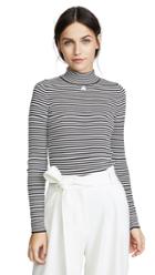 Courreges Funnel Neck Striped Pullover
