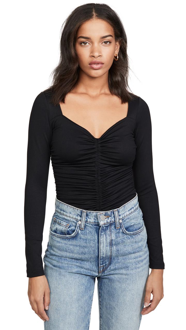 Susana Monaco Long Sleeve Cinched Front Top