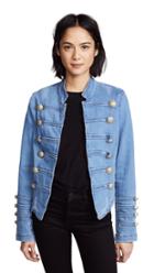 Free People Fitted Military Denim Jacket