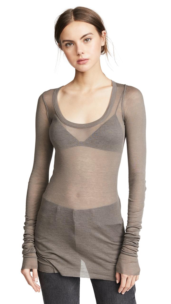Rick Owens Lilies Scoop Neck Long Sleeve Tee