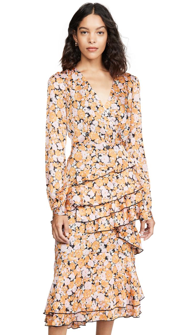 Wayf Nassau Tiered Midi Ruffle Dress