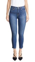 L Agence Margot High Rise Skinny Jeans With Satin Tuxedo Stripes