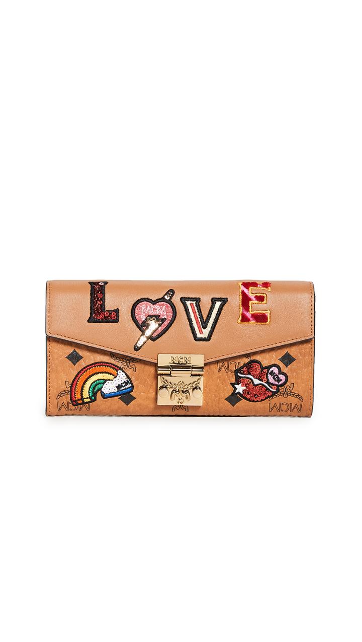 Mcm Patricia Love Patch Flap Wallet On A Chain