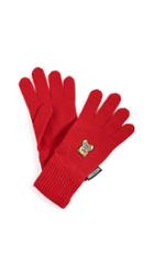 Moschino Red Bear Patch Gloves
