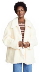 A W A K E Faux Shearling Rounded Snap Button Jacket