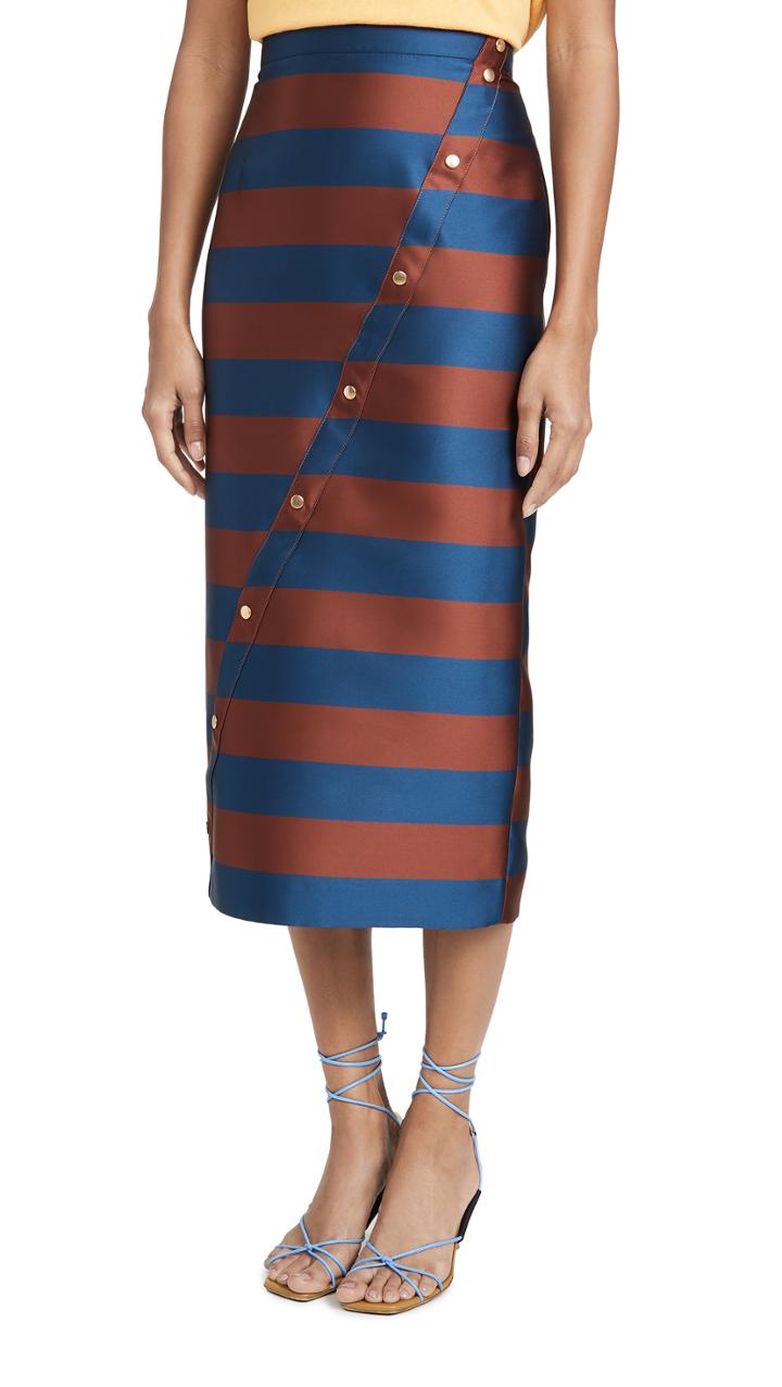 Stella Jean Striped Asymmetrical Midi Skirt