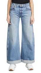 Khaite Noelle 5 Pocket Wide Leg Rolled Jeans