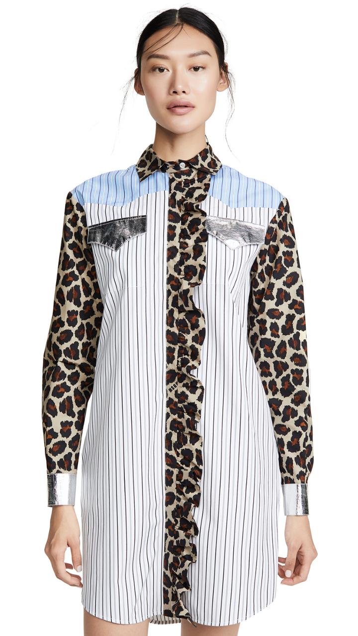 Msgm Mixed Print Shirtdress
