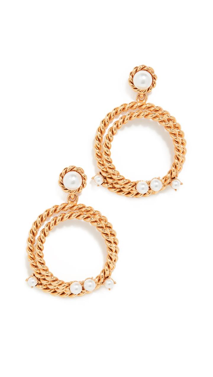 Oscar De La Renta Rope Imitation Pearl Hoop Earrings