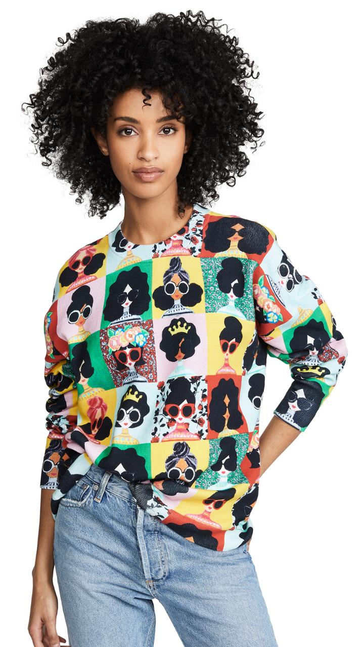 Alice Olivia Quintin Cropped Boxy Pullover