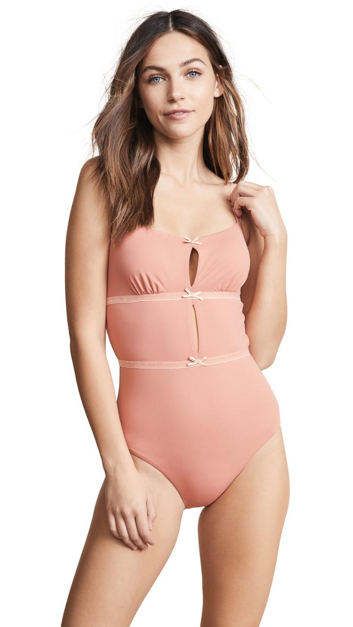 Solid Striped Scarlet Swimsuit