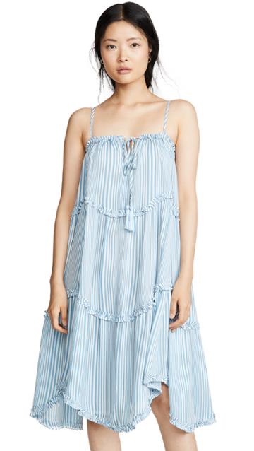 Moon River Sky Blue Stripe Dress