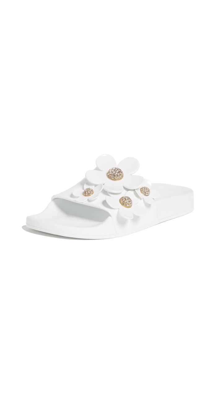 Marc Jacobs Daisy Pave Aqua Slides
