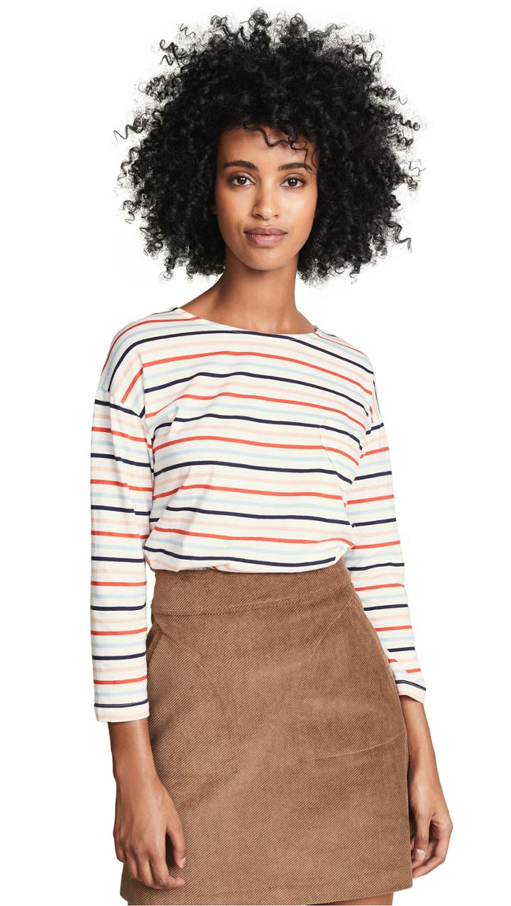 Chinti And Parker 3 4 Sleeve Heart Pocket Tee
