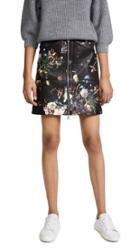 Adam Lippes Floral Print Leather Skirt