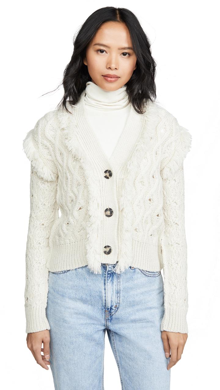 Nude Knit Jacket With Fringe