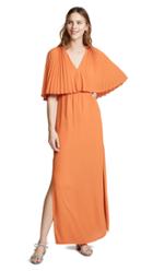 Halston Heritage Flowy Pleated Sleeve V Neck Dress