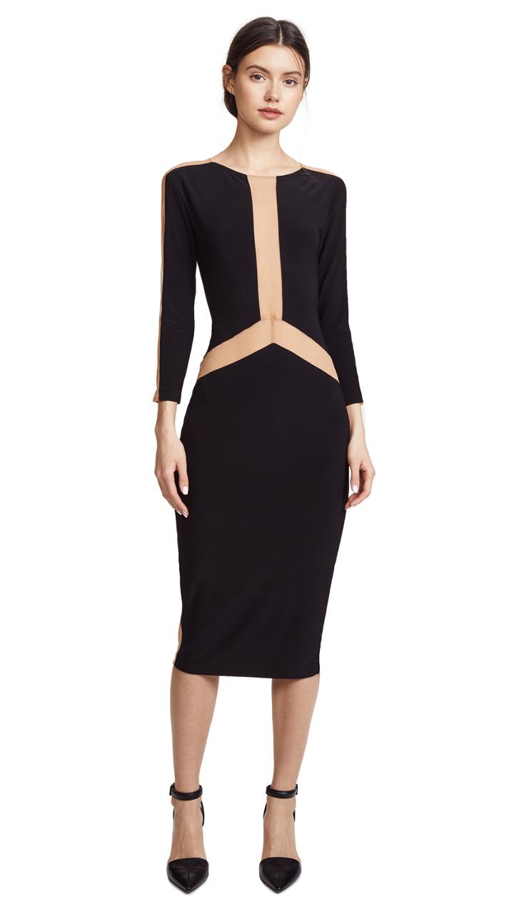 Norma Kamali Spliced Long Sleeve Dress