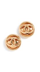 What Goes Around Comes Around Chanel Cc On Round Clip On Earrings