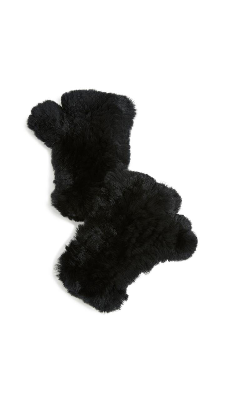 Adrienne Landau Rabbit Fur Fingerless Gloves