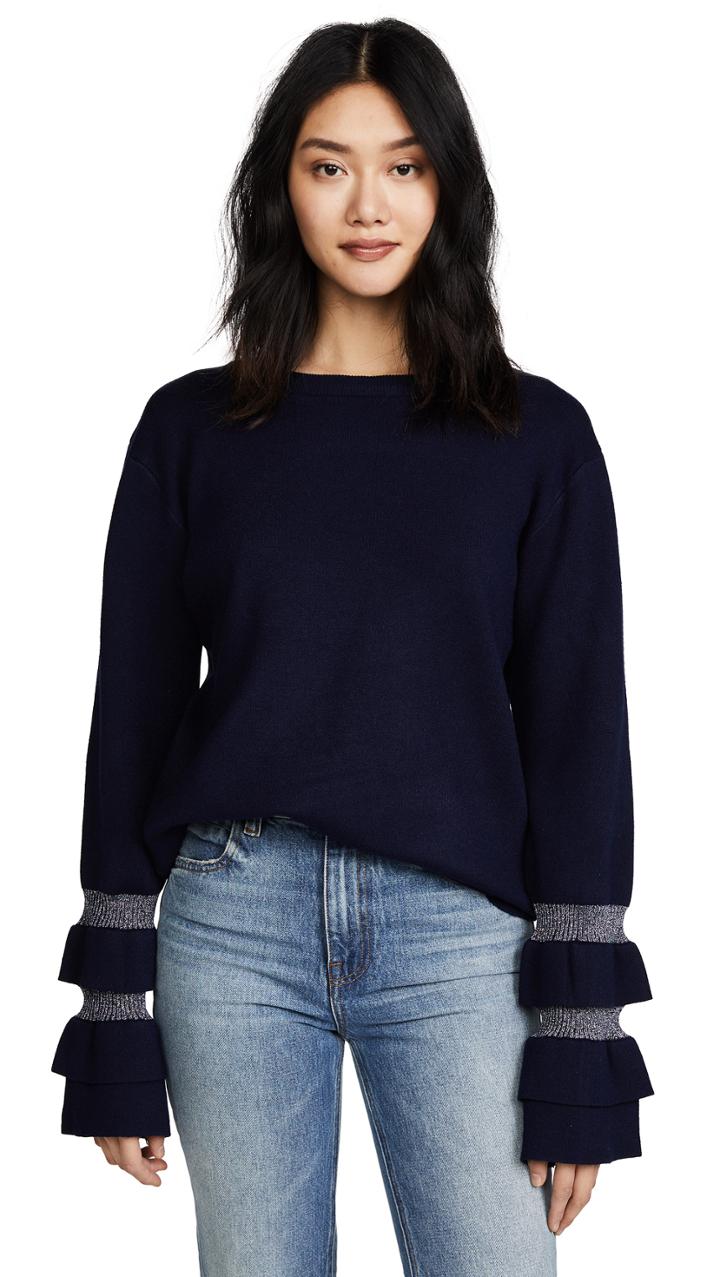 J O A Ruffle Sleeve Sweater
