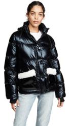 Jocelyn Patent Faux Sherpa Puffer Jacket