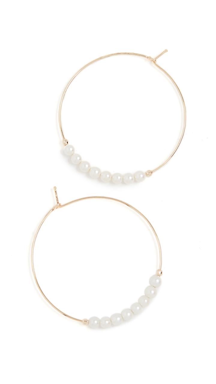 Mizuki 14k Small Pearl Hoops