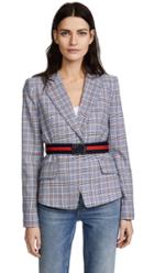 Milly Italian Pinstripe Belted Blazer