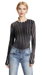 Diane Von Furstenberg Long Sleeve Fitted Mesh Pullover