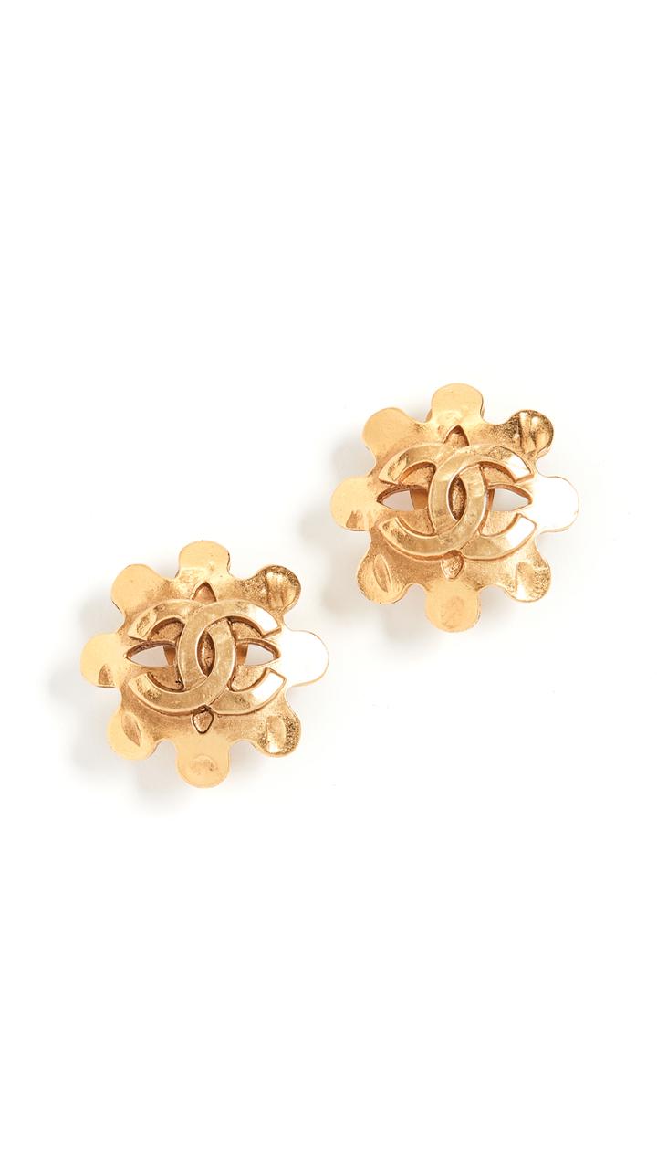 What Goes Around Comes Around Chanel Cc Flower Earrings