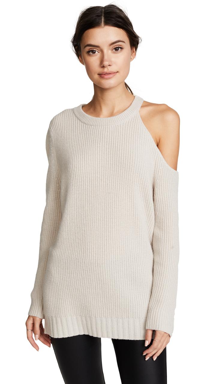 David Lerner Asymmetrical Cold Shoulder Sweater
