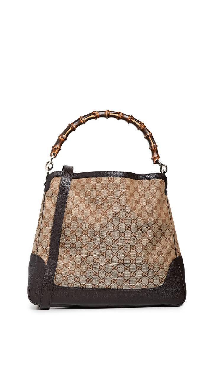 What Goes Around Comes Around Gucci Brown Canvas Diana Bag