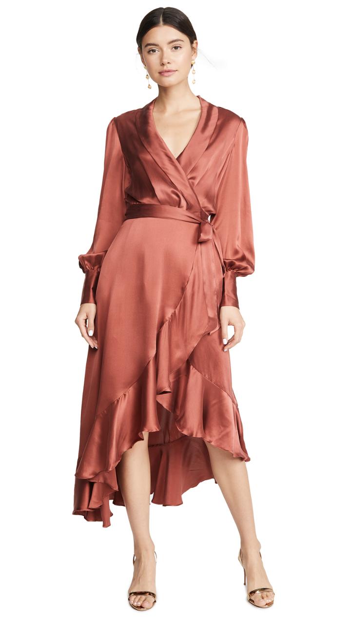Zimmermann Espionage Silk Wrap Midi Dress