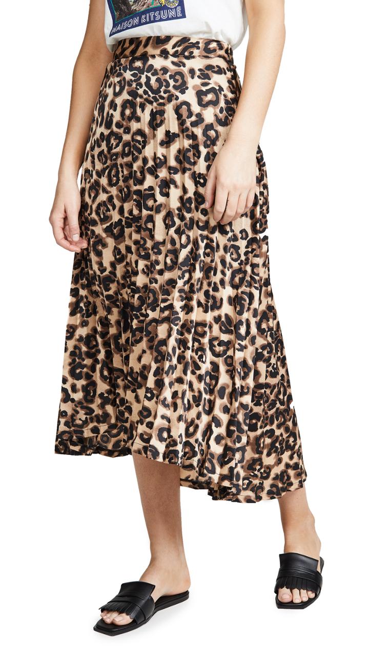 J O A Sheen Leopard Skirt