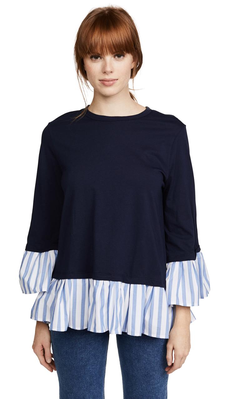 Clu Mix Media Stripe Top