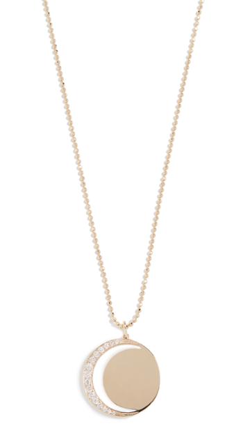 Ef Collection 14k Diamond Enamel Crescent Moon Necklace