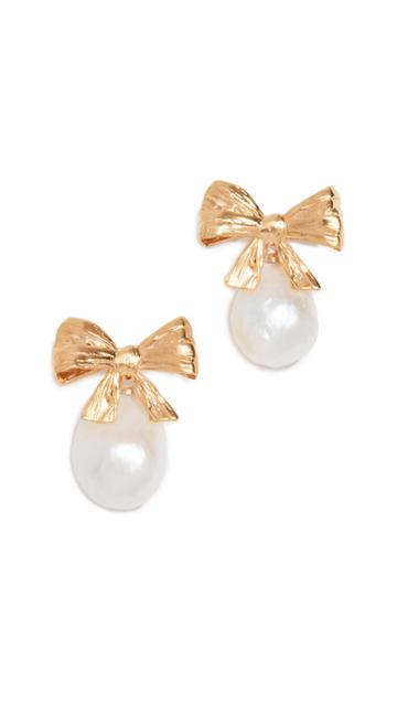 Mirit Weinstock Bow And Pearl Earrings
