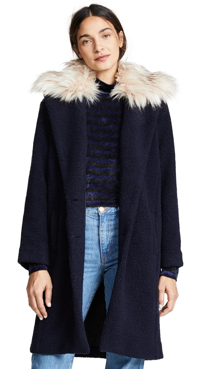 Ei8htdreams Nubby Wool Oversized Coat With Detachable Collar