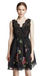 Marchesa Notte Ombre Cocktail Dress With Floral Embroidery