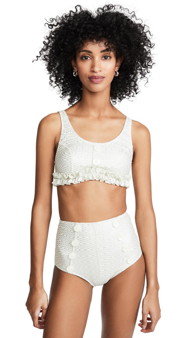 Lisa Marie Fernandez Colby Button High Waist Bikini Set