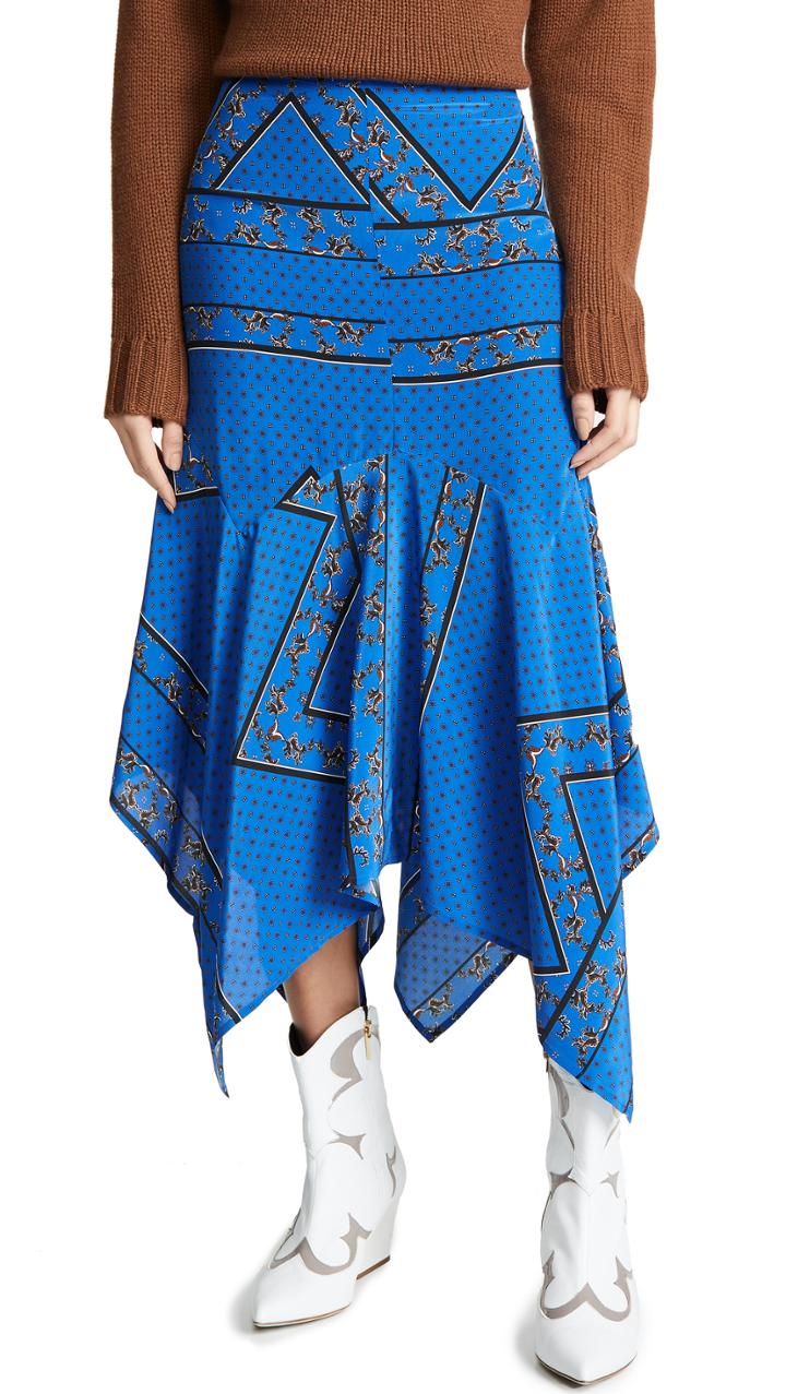 Ganni Sandwashed Silk Skirt