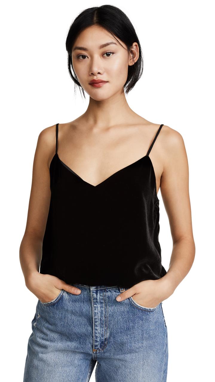 L Agence Jane Velvet Spaghetti Strap Cami